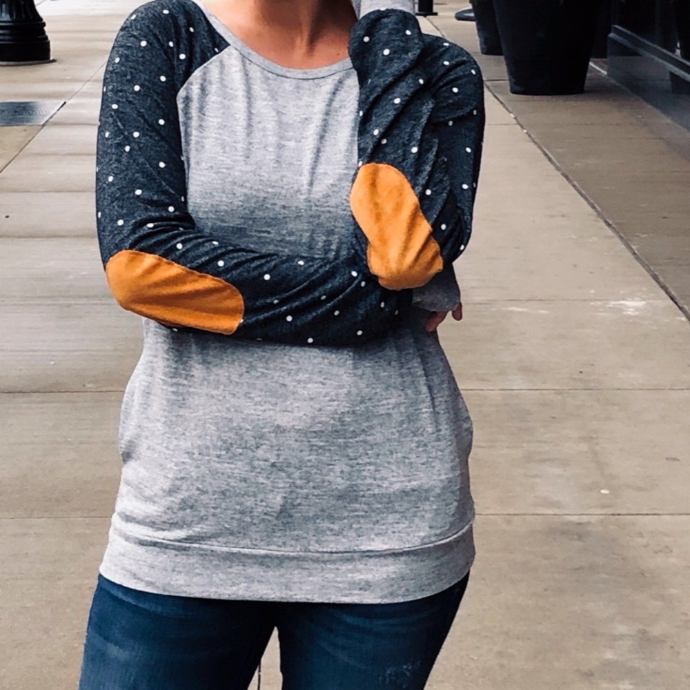 NWT gray sweater with elbow patches